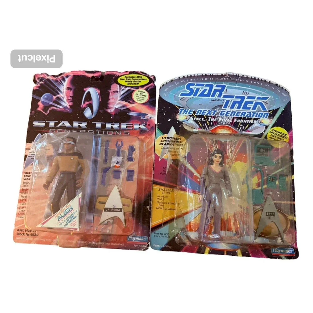 Star Trek Geordi La Forge Deanna Troi Action Figures Lot 2 New Other